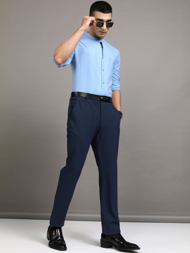 Highlander Men Blue Striped Regular Fit Casual Shirt - Blue - Image 2
