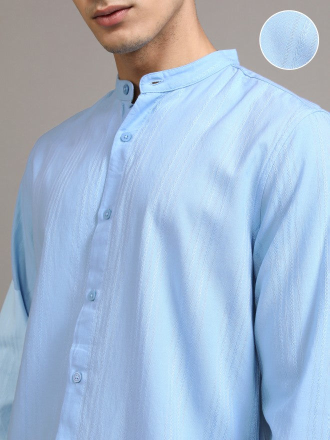 Highlander Men Blue Striped Regular Fit Casual Shirt - Blue - Image 5