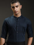 Highlander Men Blue Textured Regular Fit Casual Shirt - Blue - Image 1