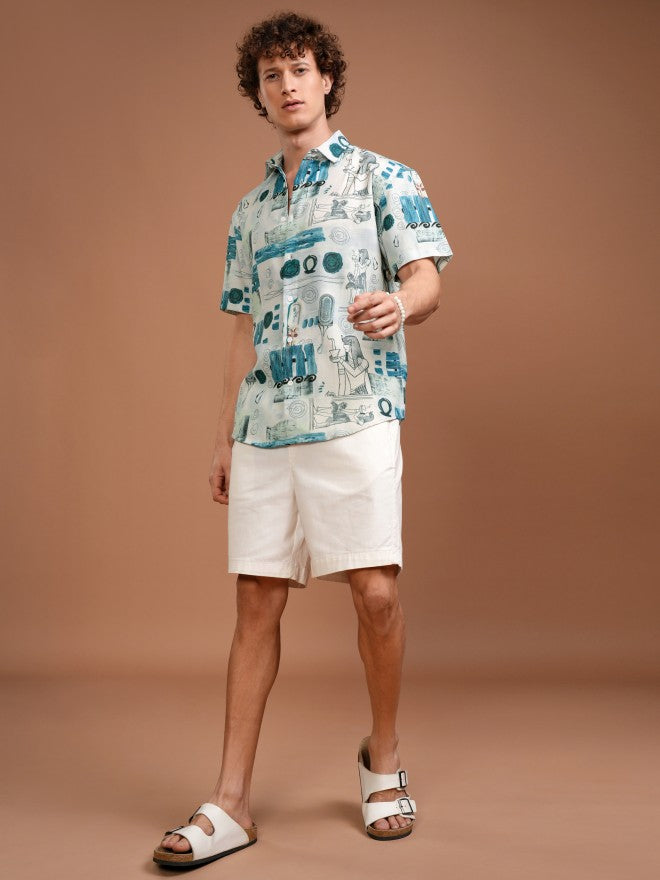 Highlander Men White Printed Relaxed Fit Casual Shirt - White - Image 2