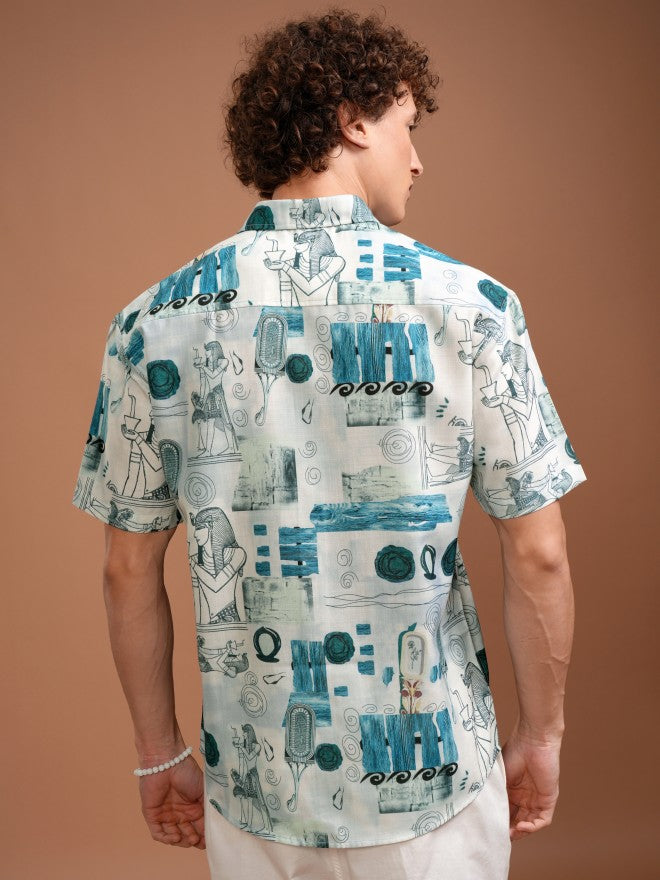 Highlander Men White Printed Relaxed Fit Casual Shirt - White - Image 3