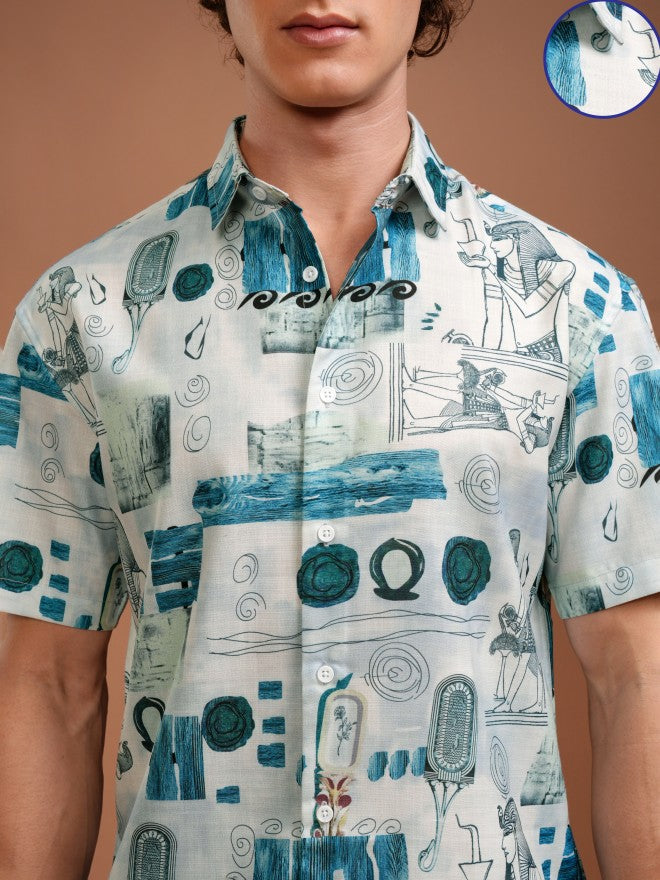 Highlander Men White Printed Relaxed Fit Casual Shirt - White - Image 5
