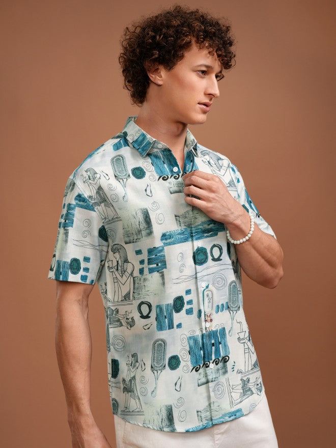 Highlander Men White Printed Relaxed Fit Casual Shirt - White - Image 6