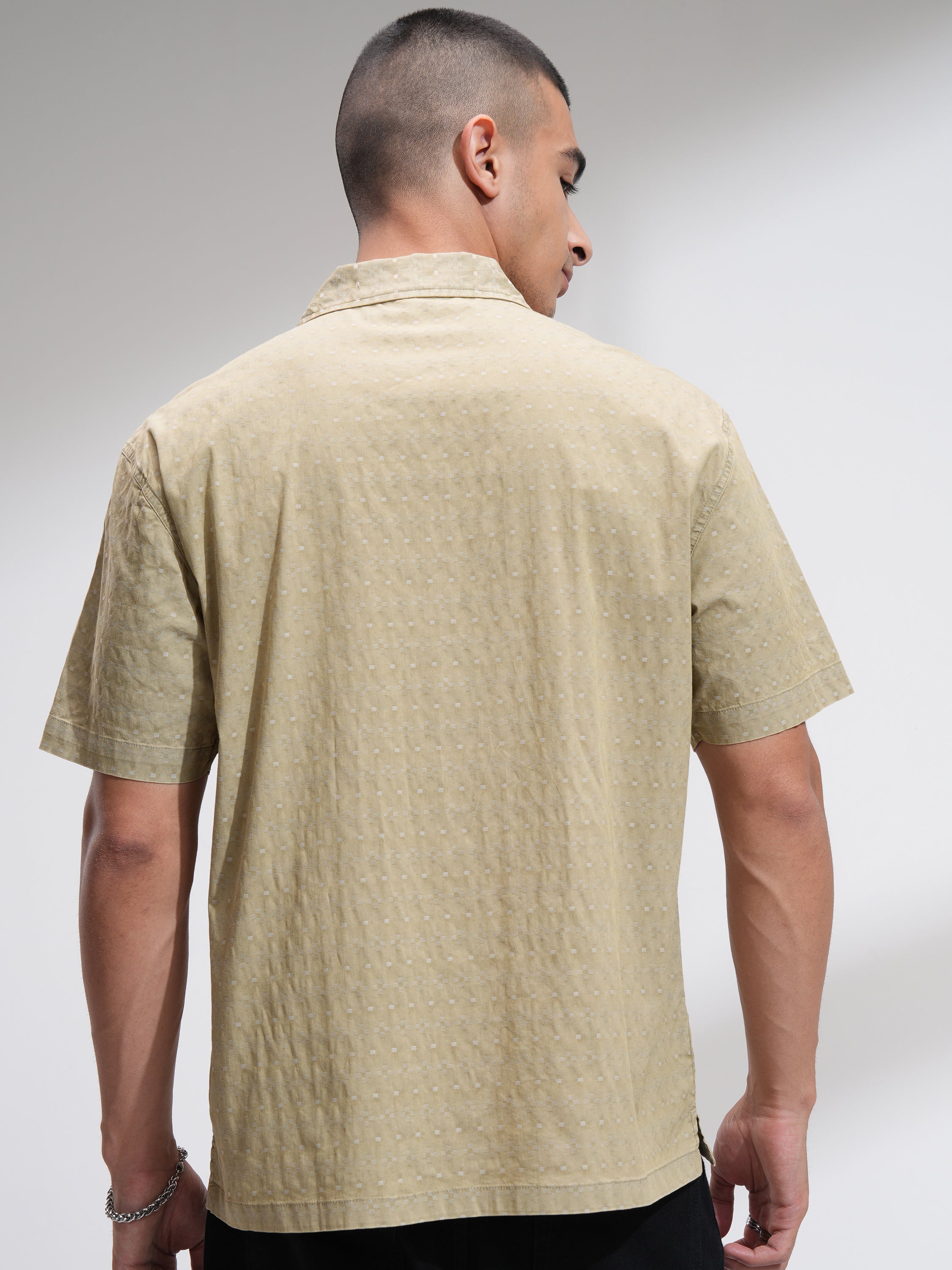 Highlander Men Khaki Textured Relaxed Fit Casual Shirt - Khaki - Image 3