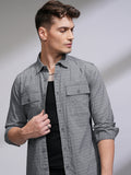 Highlander Men Grey Textured Regular Fit Casual Shirt - Grey - Image 1