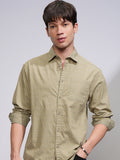 Highlander Men Khaki Textured Relaxed Fit Casual Shirt - Khaki - Image 1