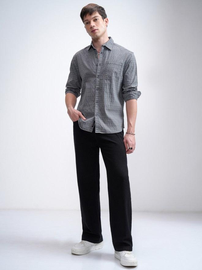 Highlander Men Blue Textured Relaxed Fit Casual Shirt - Blue - Image 2