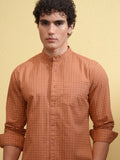 Highlander Men Rust Checked Regular Fit Casual Shirt - Rust - Image 1