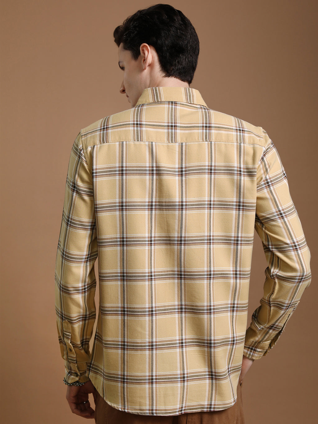 Highlander Men Beige Checked Regular Fit Casual Shirt - Beige - Image 3
