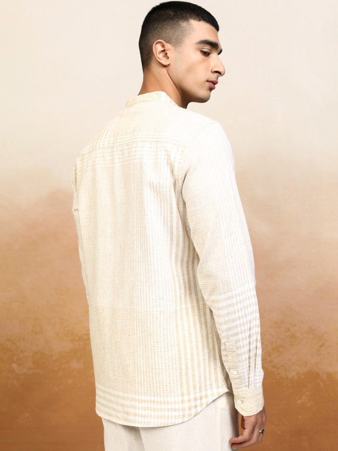 Highlander Men Beige Checked Regular Fit Casual Shirt - Beige - Image 3