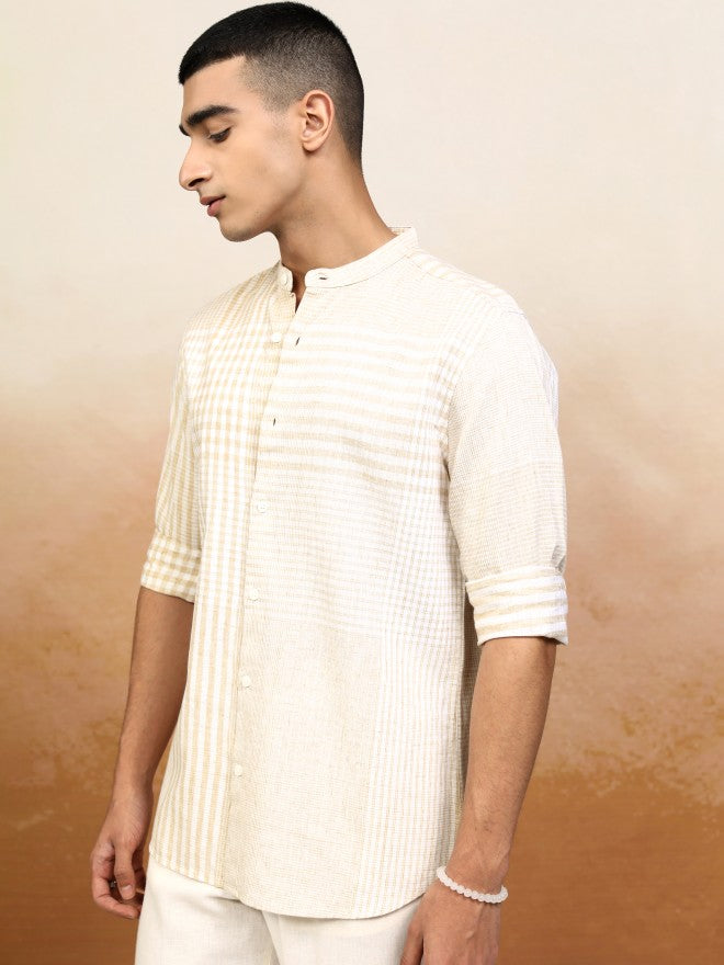 Highlander Men Beige Checked Regular Fit Casual Shirt - Beige - Image 4