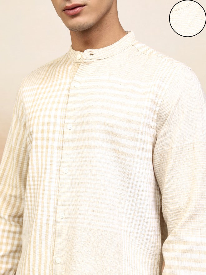 Highlander Men Beige Checked Regular Fit Casual Shirt - Beige - Image 5