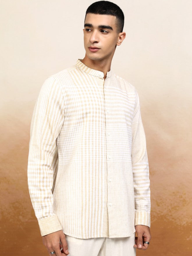 Highlander Men Beige Checked Regular Fit Casual Shirt - Beige - Image 6