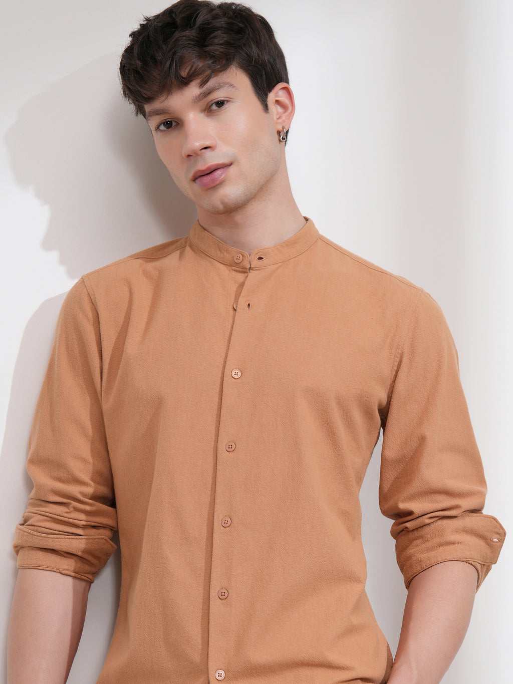 Highlander Men Orange Solid Regular Fit Casual Shirt - Orange - Image 1