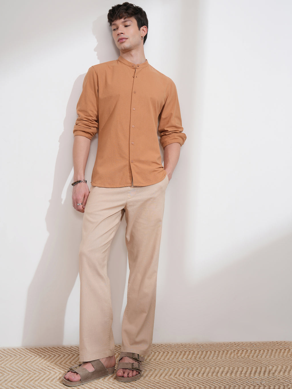 Highlander Men Orange Solid Regular Fit Casual Shirt - Orange - Image 2