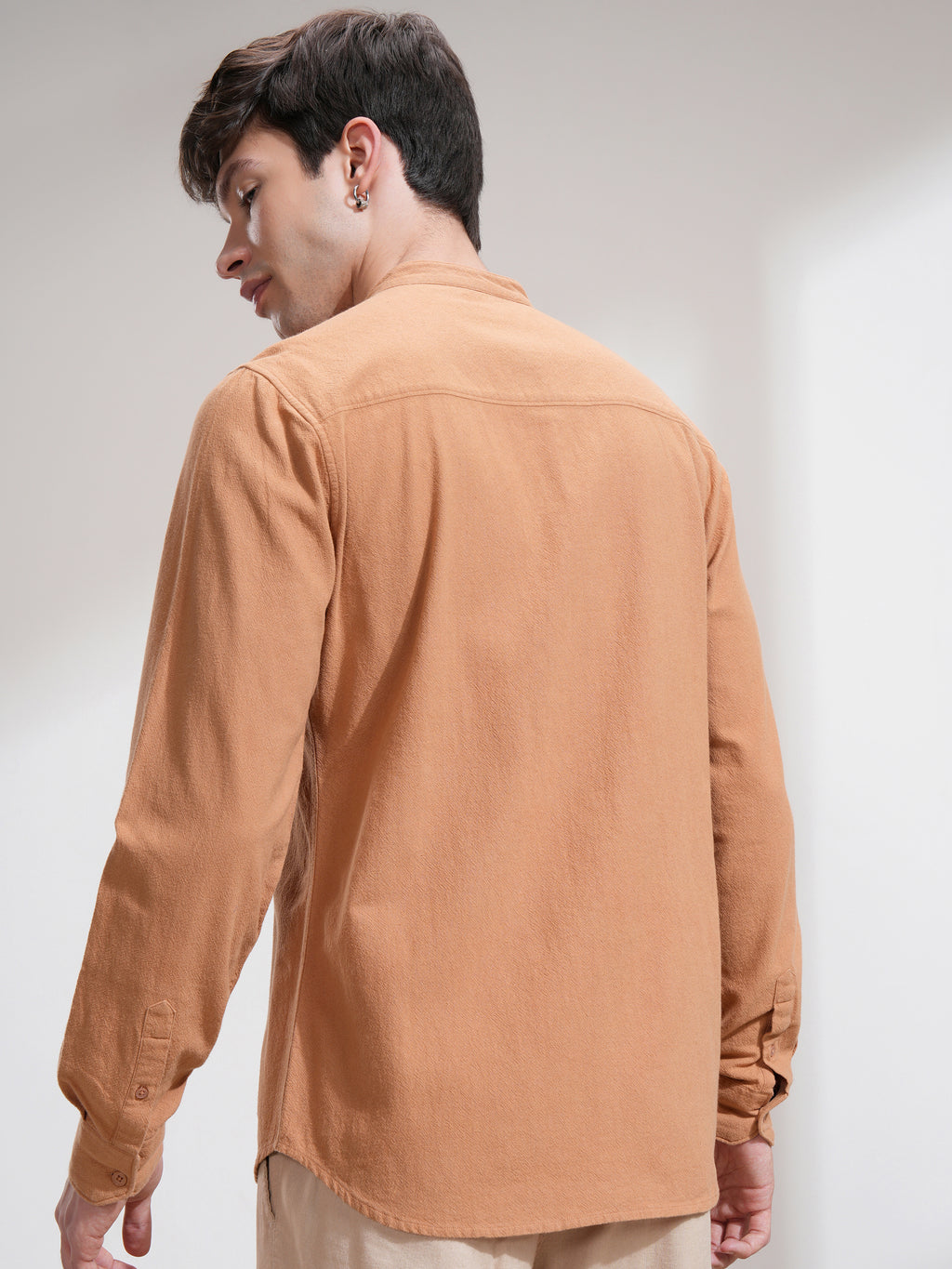 Highlander Men Orange Solid Regular Fit Casual Shirt - Orange - Image 3