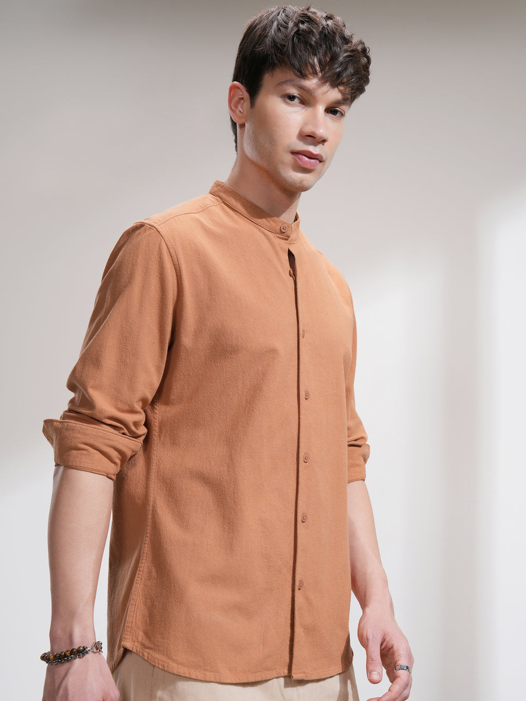 Highlander Men Orange Solid Regular Fit Casual Shirt - Orange - Image 6