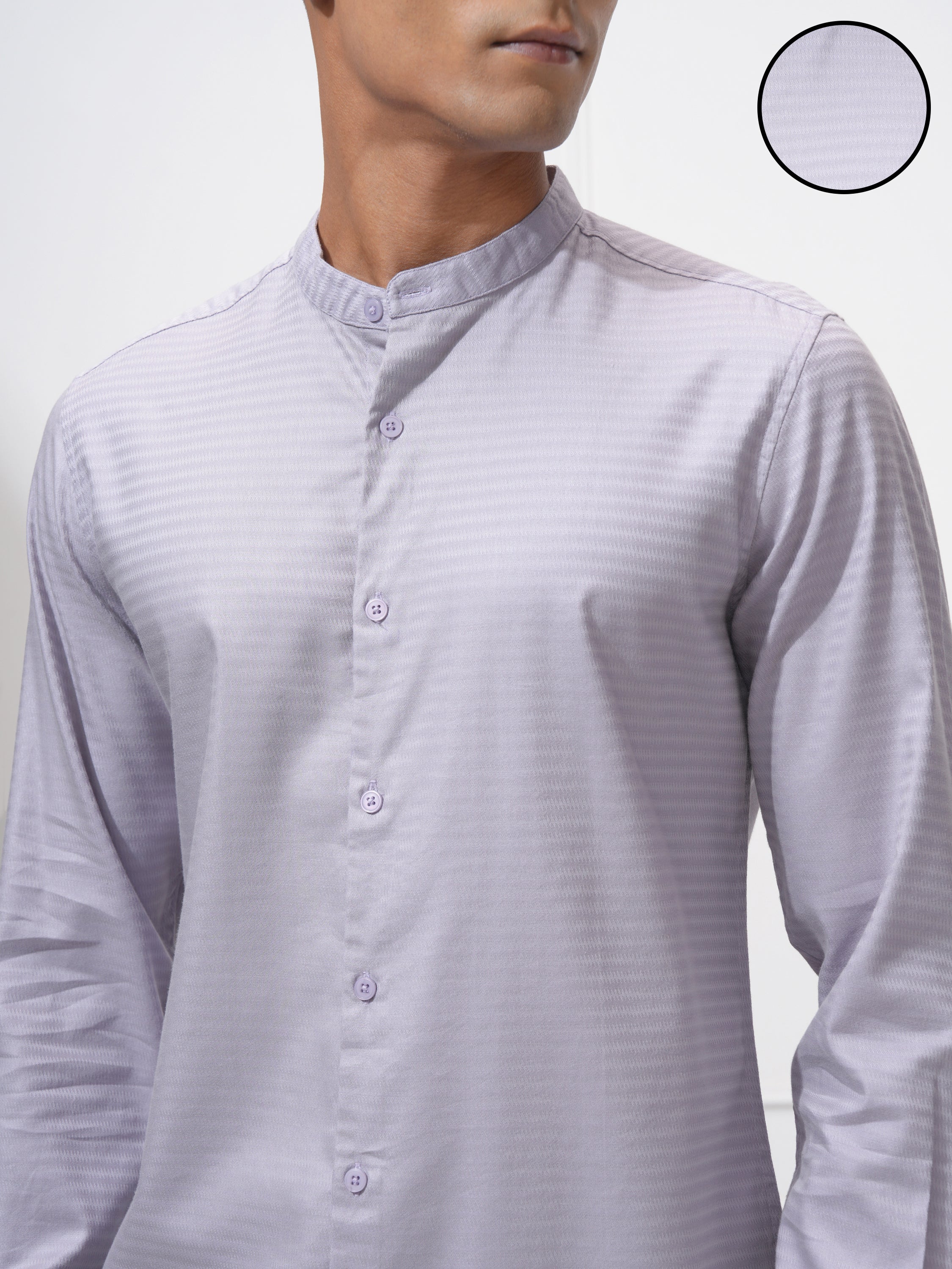 Highlander Men Mauve Self Design Regular Fit Casual Shirt - Mauve - Image 5
