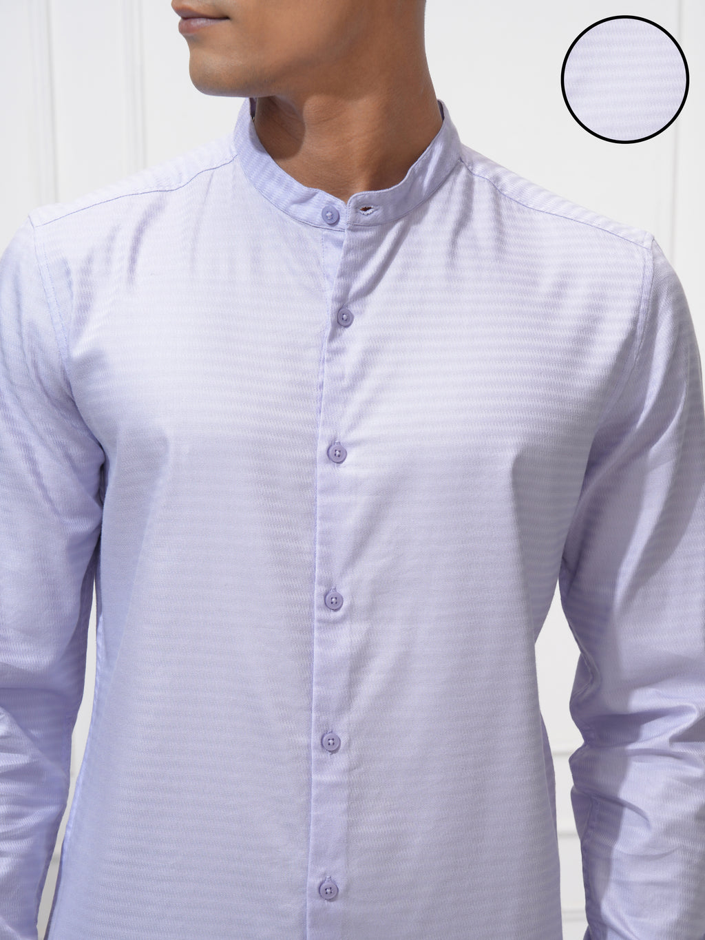 Highlander Men Lavender Self Design Regular Fit Casual Shirt - Lavender - Image 5
