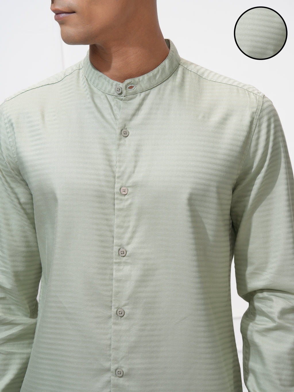 Highlander Men Green Self Design Regular Fit Casual Shirt - Green - Image 5