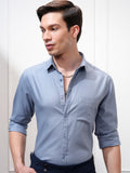Highlander Men Blue Self Design Regular Fit Casual Shirt - Blue - Image 1