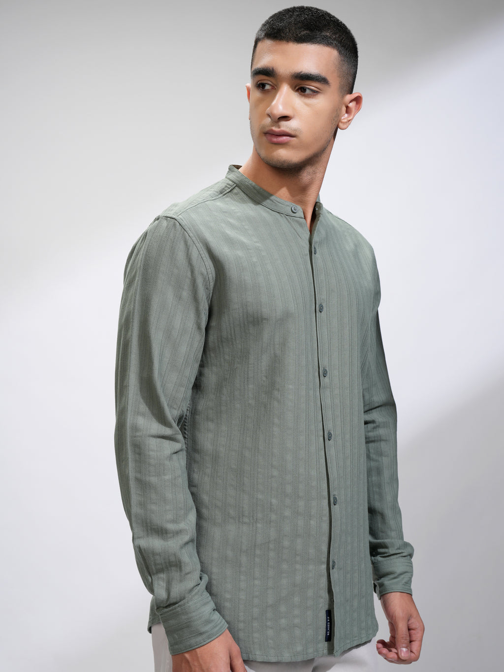 Highlander Men Green Self Design Regular Fit Casual Shirt - Green - Image 6