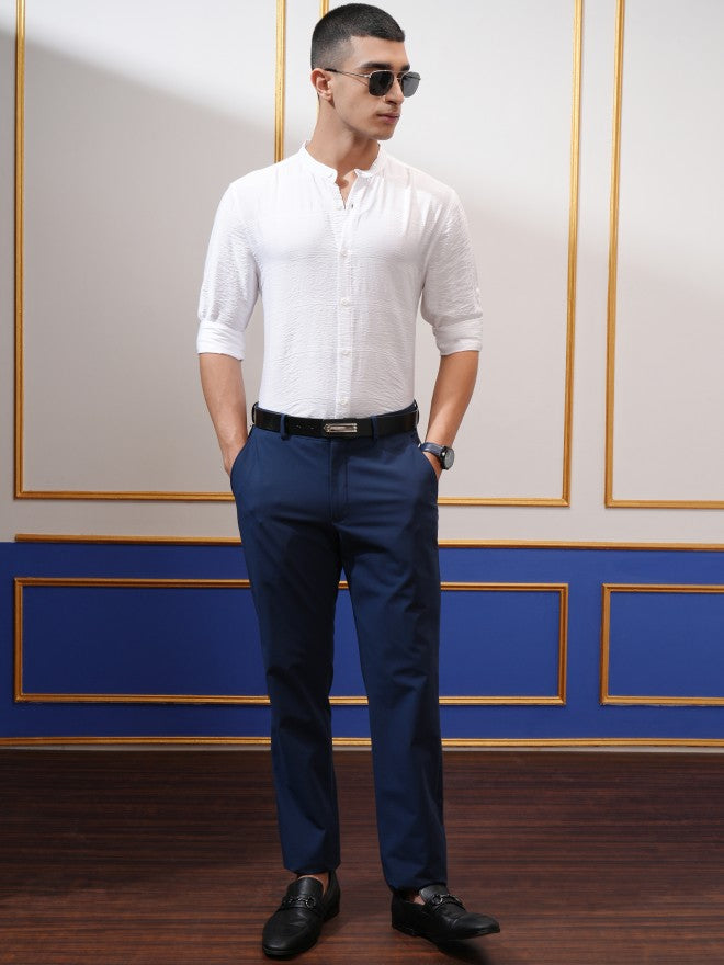 Highlander Men White Textured Regular Fit Casual Shirt - White - Image 2