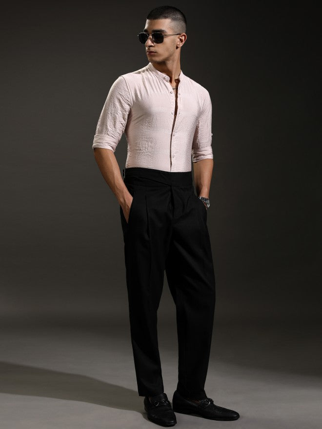 Highlander Men Pink Textured Regular Fit Casual Shirt - Pink - Image 2