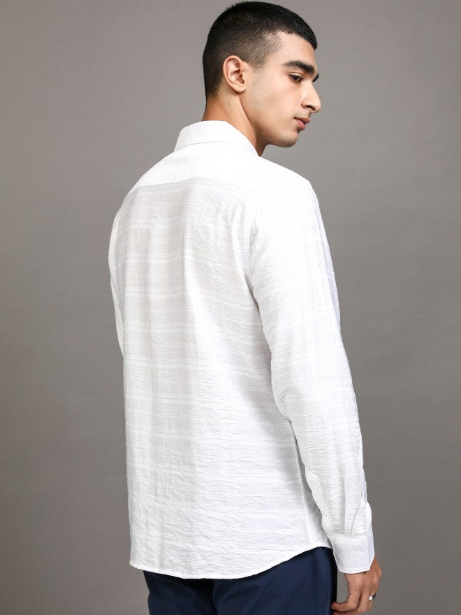Highlander Men White Checked Slim Fit Casual Shirt - White - Image 3