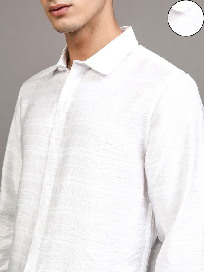 Highlander Men White Checked Slim Fit Casual Shirt - White - Image 5