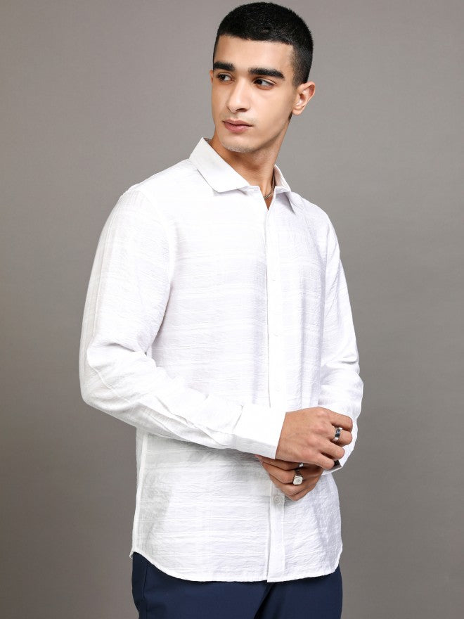 Highlander Men White Checked Slim Fit Casual Shirt - White - Image 6