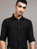 Highlander Men Black Checked Slim Fit Casual Shirt - Black - Image 1