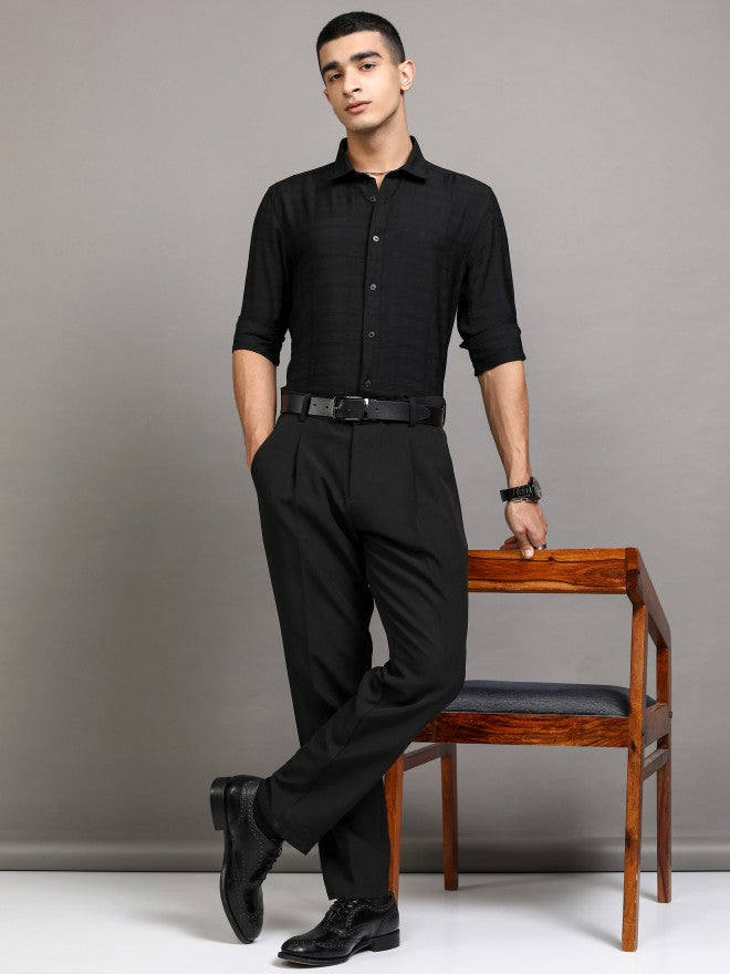Highlander Men Black Checked Slim Fit Casual Shirt - Black - Image 2