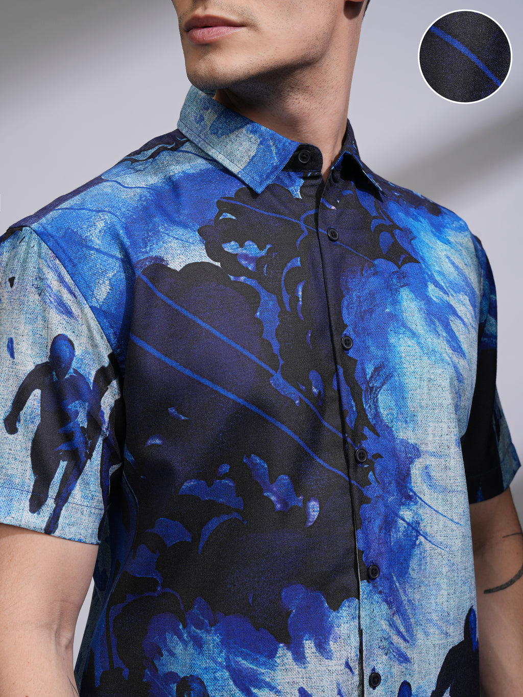 Highlander Men Blue Printed Relaxed Fit Casual Shirt - Blue - Image 5