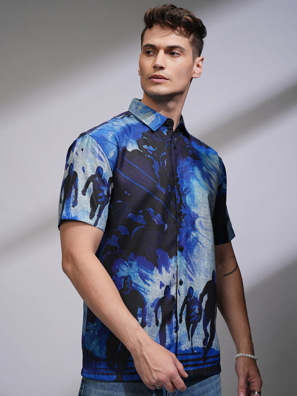 Highlander Men Blue Printed Relaxed Fit Casual Shirt - Blue - Image 6