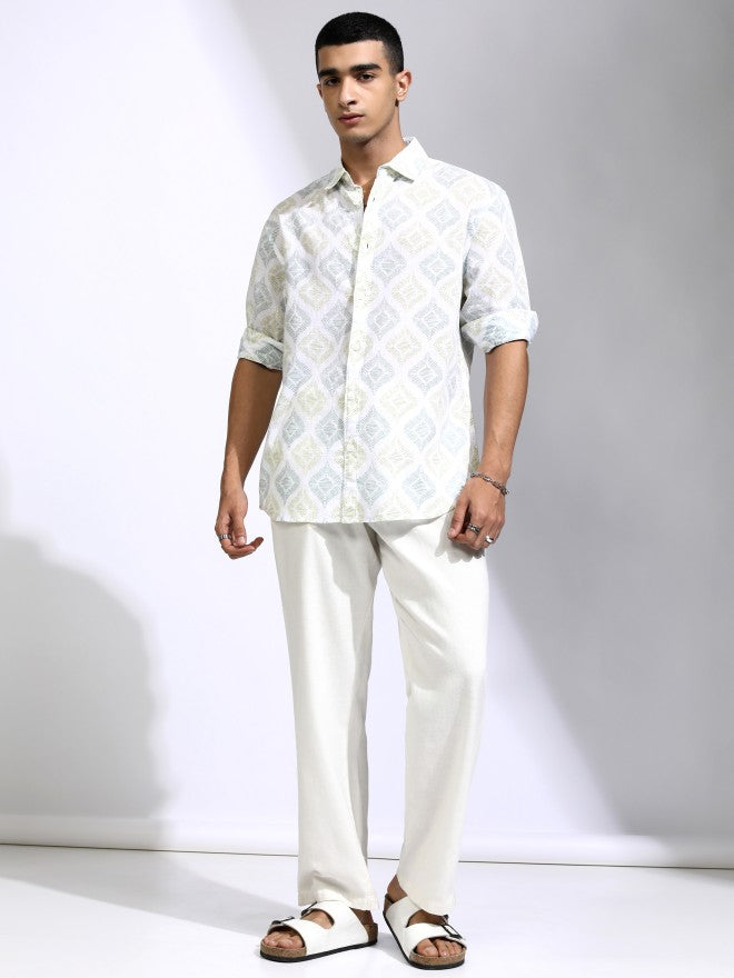 Highlander Men White Printed Relaxed Fit Casual Shirt - White - Image 2