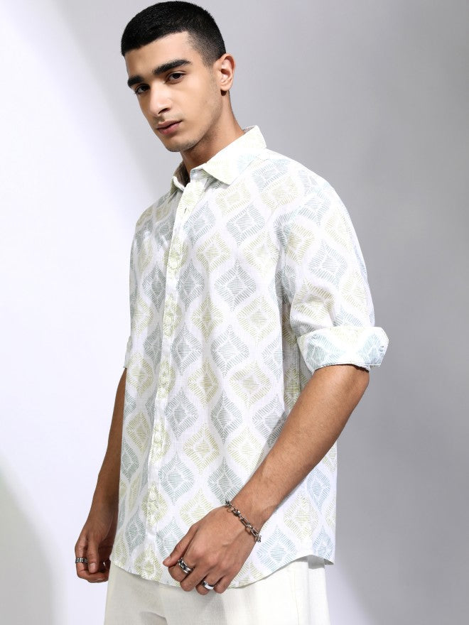 Highlander Men White Printed Relaxed Fit Casual Shirt - White - Image 4