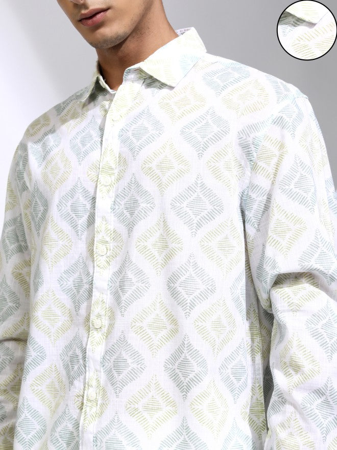 Highlander Men White Printed Relaxed Fit Casual Shirt - White - Image 5