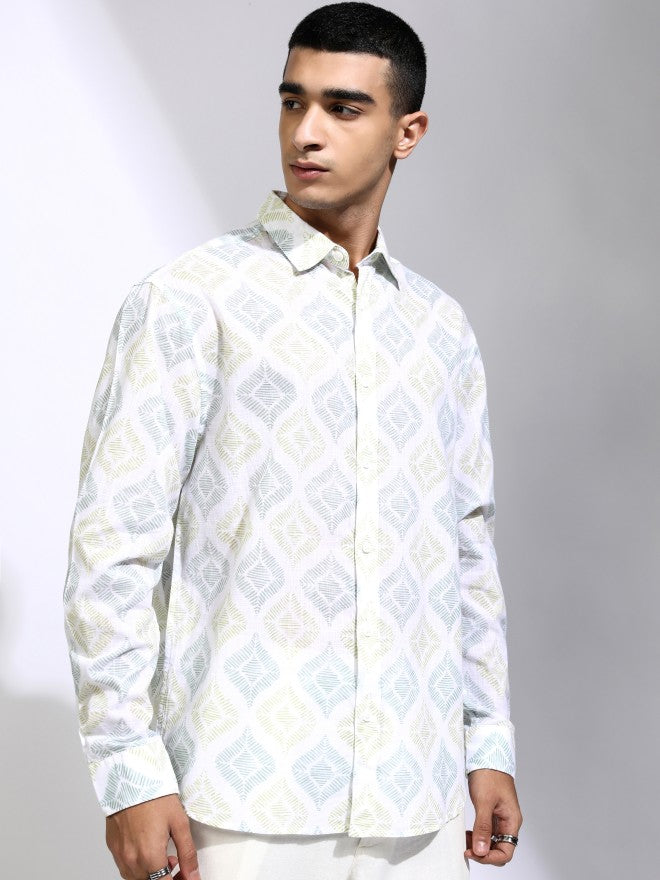 Highlander Men White Printed Relaxed Fit Casual Shirt - White - Image 6