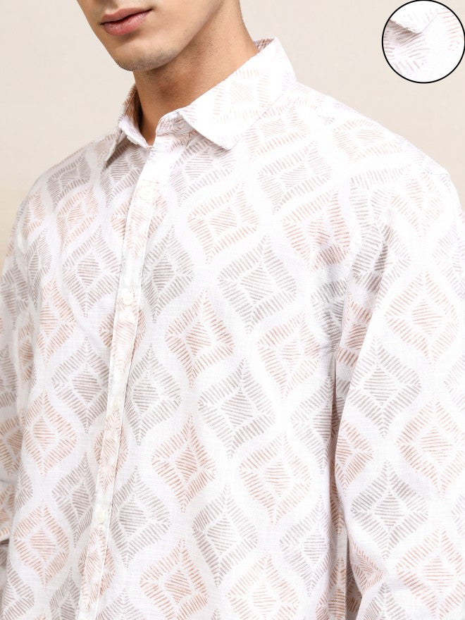 Highlander Men White Printed Relaxed Fit Casual Shirt - White - Image 5