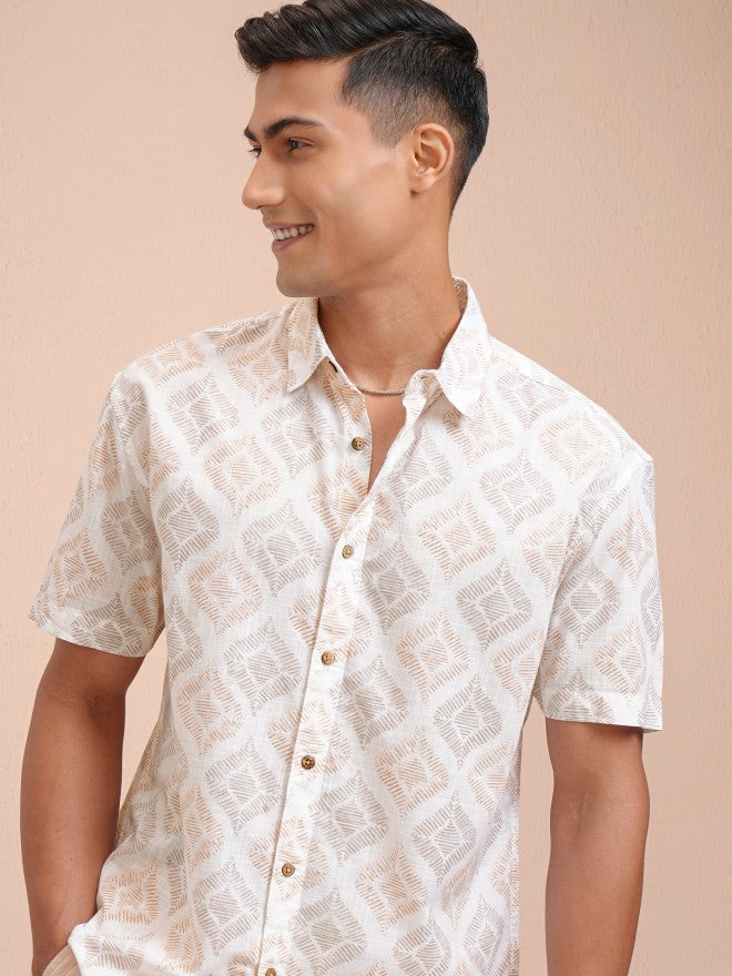 Highlander Men White Printed Relaxed Fit Casual Shirt - White - Image 1