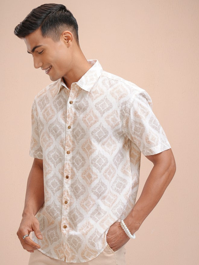 Highlander Men White Printed Relaxed Fit Casual Shirt - White - Image 4