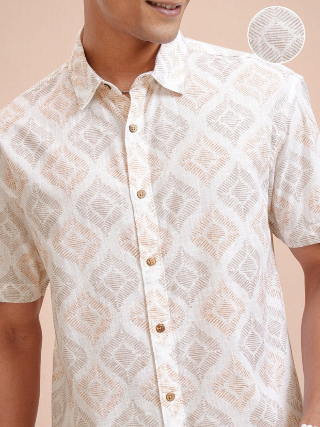 Highlander Men White Printed Relaxed Fit Casual Shirt - White - Image 5