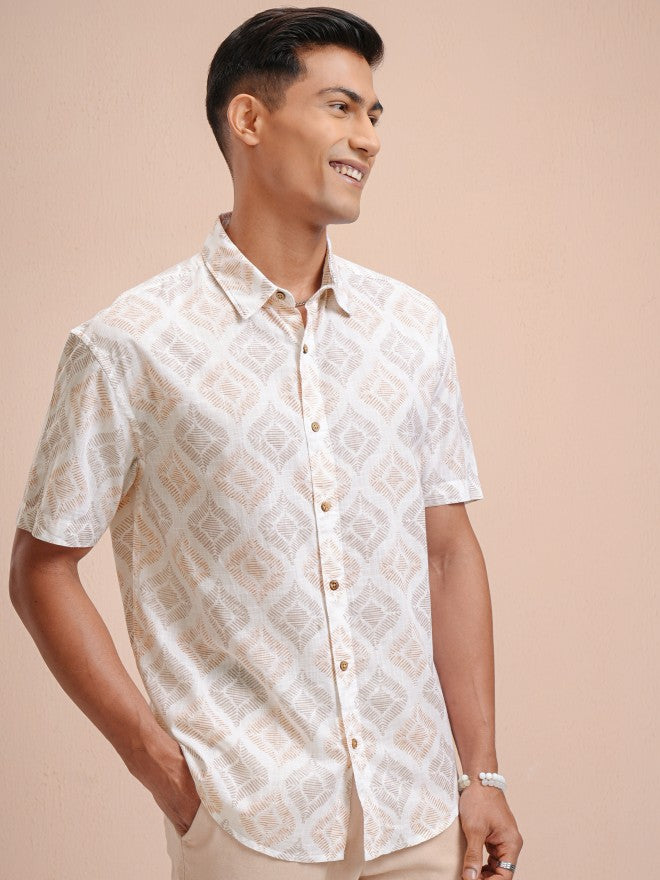 Highlander Men White Printed Relaxed Fit Casual Shirt - White - Image 6
