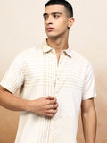 Highlander Men Beige Checked Regular Fit Casual Shirt - Beige - Image 1