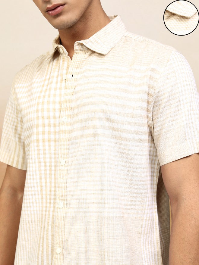 Highlander Men Beige Checked Regular Fit Casual Shirt - Beige - Image 5