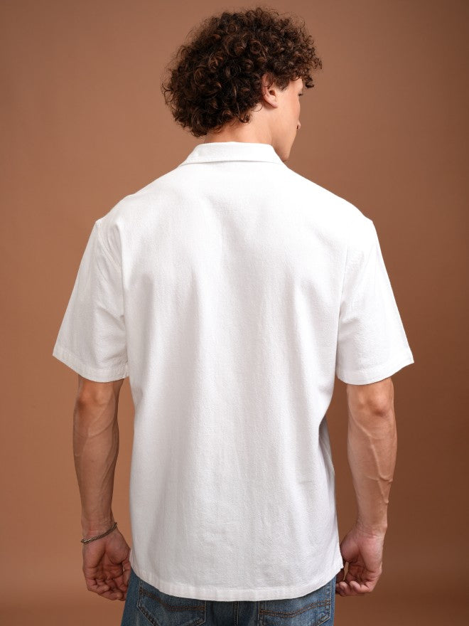 Highlander Men White Solid Relaxed Fit Casual Shirt - White - Image 3