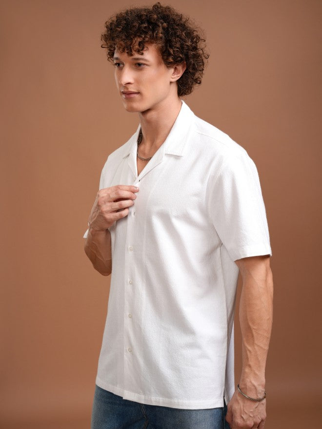 Highlander Men White Solid Relaxed Fit Casual Shirt - White - Image 4