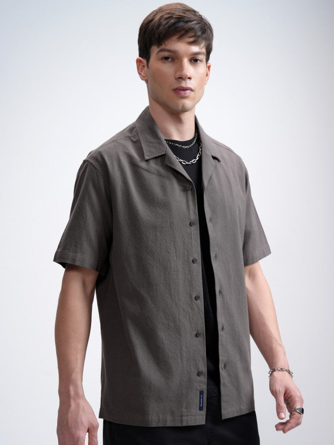 Highlander Men Grey Solid Relaxed Fit Casual Shirt - Grey - Image 6