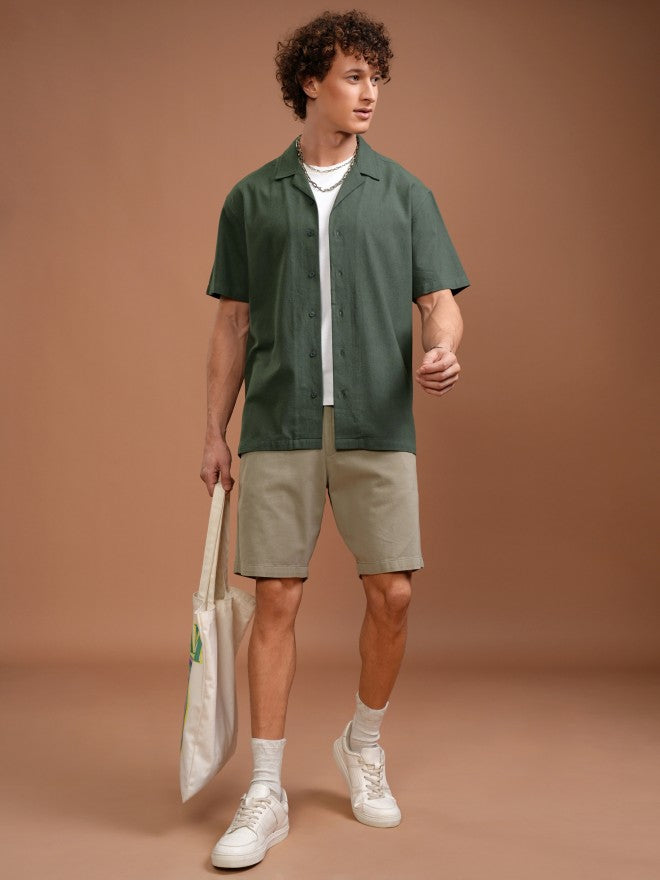 Highlander Men Green Solid Relaxed Fit Casual Shirt - Green - Image 2